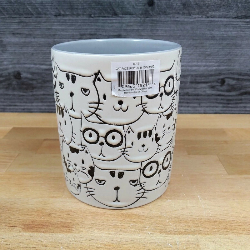 Load image into Gallery viewer, Cat Face Ceramic Coffee Mug Embossed Tea Cup 16oz (473ml) By Blue Sky