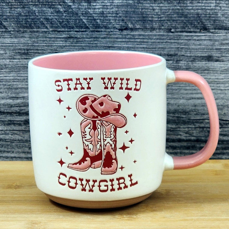 Load image into Gallery viewer, Country Western Coffee Mug Pink Wild Cowgirl Ceramic Tea Cup Blue Sky 18oz