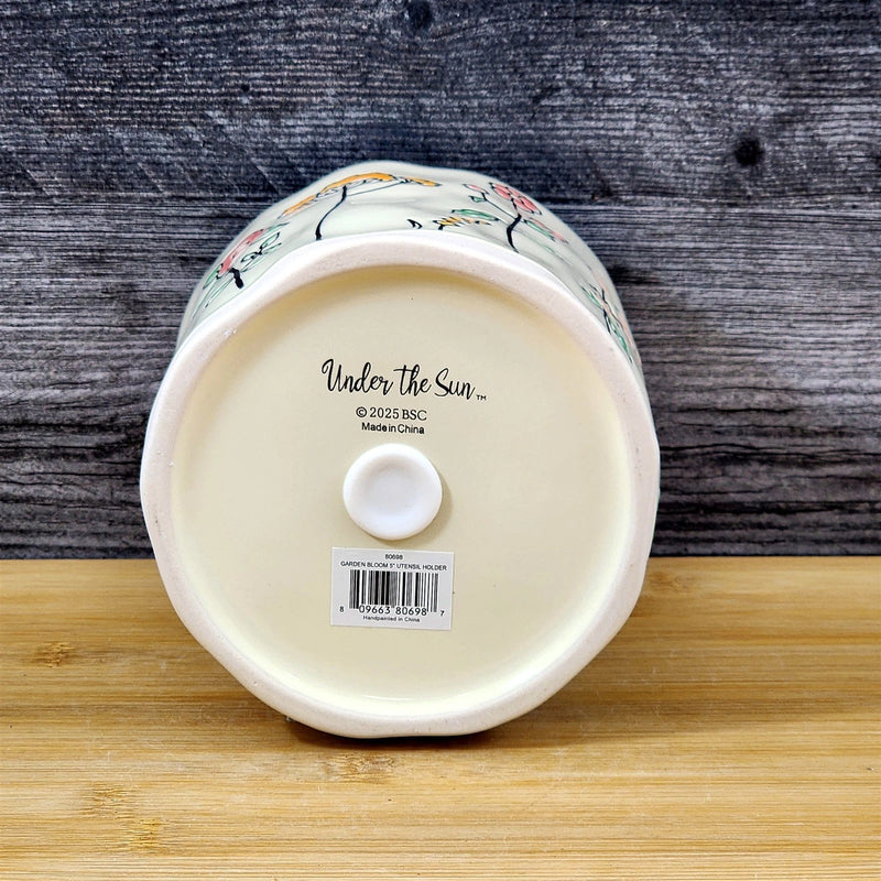 Load image into Gallery viewer, Wildflowers Planter Utensil Organizer Succulent Plant Ceramic Crock Blue Sky 5in