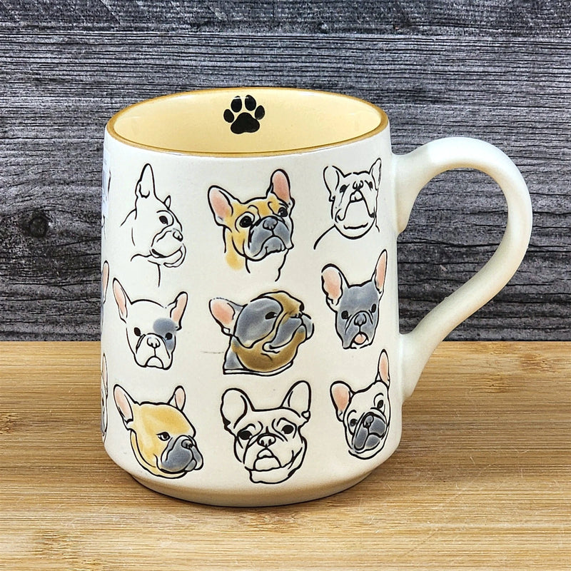 Load image into Gallery viewer, French Bulldog Coffee Mug Dog Bully Breed Tea Cup Blue Sky Ceramic Embossed 18oz