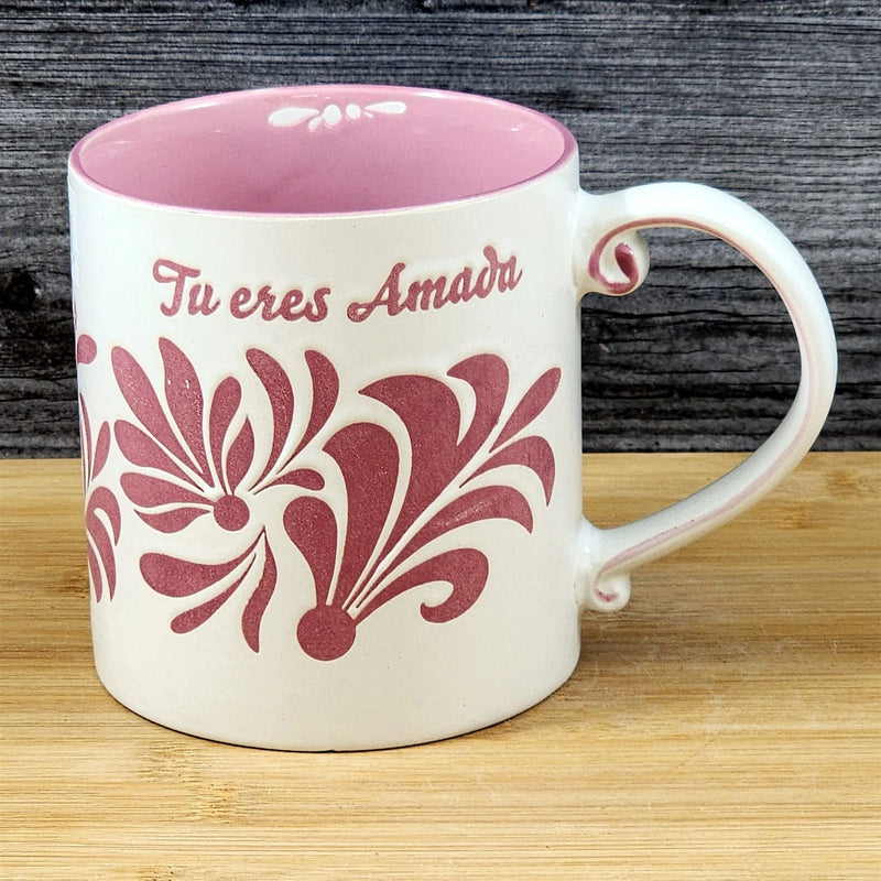 Load image into Gallery viewer, You are Loved Spanish Coffee Mug Cup Ceramic Embossed Pink 21oz by Blue Sky