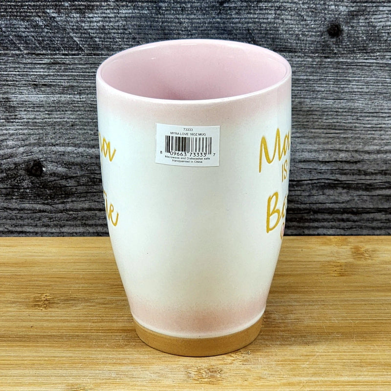 Load image into Gallery viewer, Momma is My Bestie Coffee Mug Ceramic White Pink Tea Cup Tall by Blue Sky 16oz