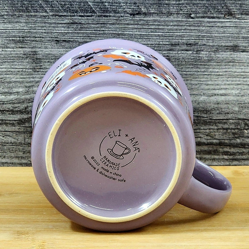 Load image into Gallery viewer, Halloween Skulls Bats Pumpkins Mug Ceramic Coffee Tea Cup Orange Blue Sky 17oz