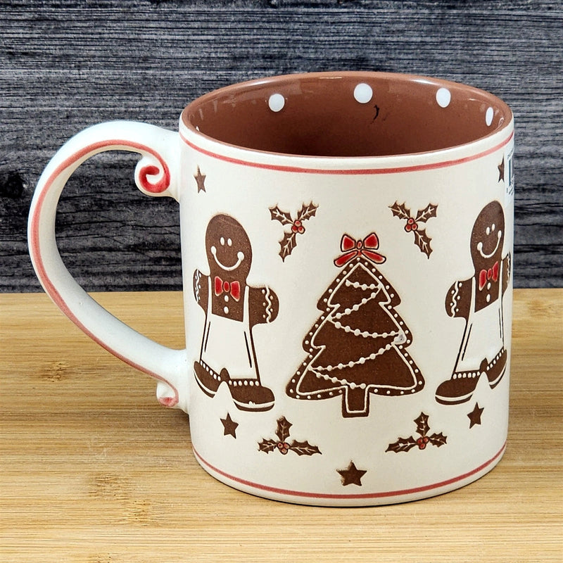 Load image into Gallery viewer, Holiday Gingerbread man Christmas Coffee Mug Ceramic Cup Brown 21oz Blue Sky