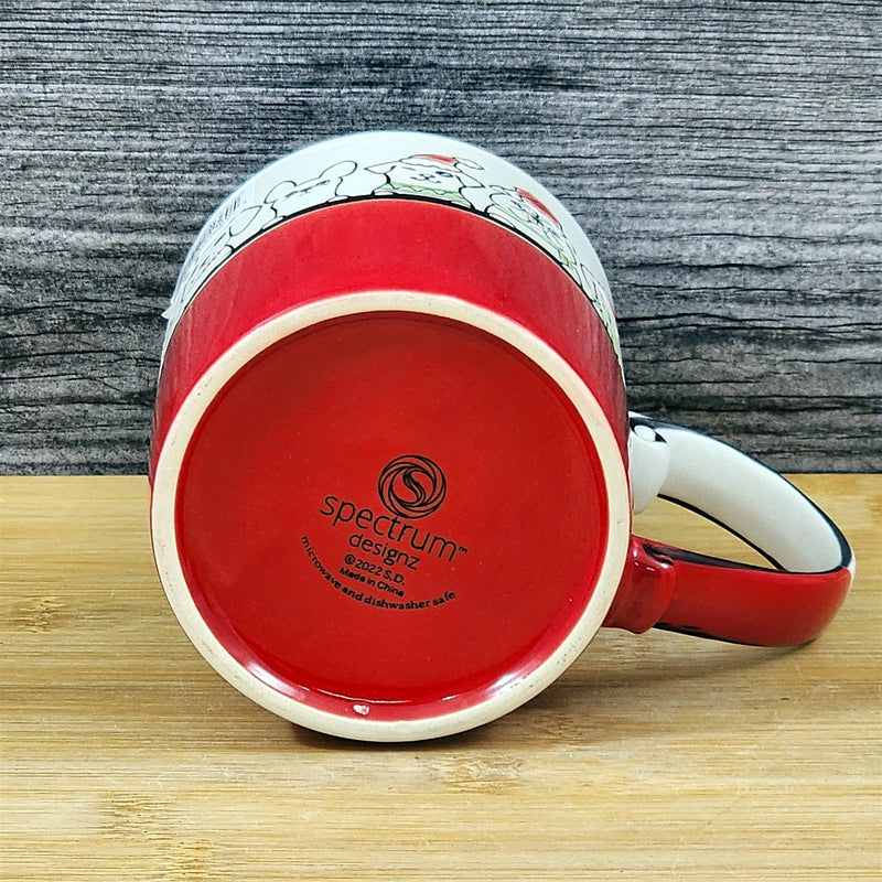 Load image into Gallery viewer, Christmas Dogs in Santa Hats Ceramic Mug Blue Sky Ceramic Embossed Tea Cup 16oz