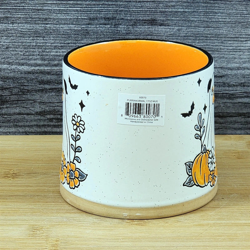 Load image into Gallery viewer, Halloween Ghost Dog Coffee Mug Pumpkin Ceramic Orange Flowers Cup Blue Sky 17oz