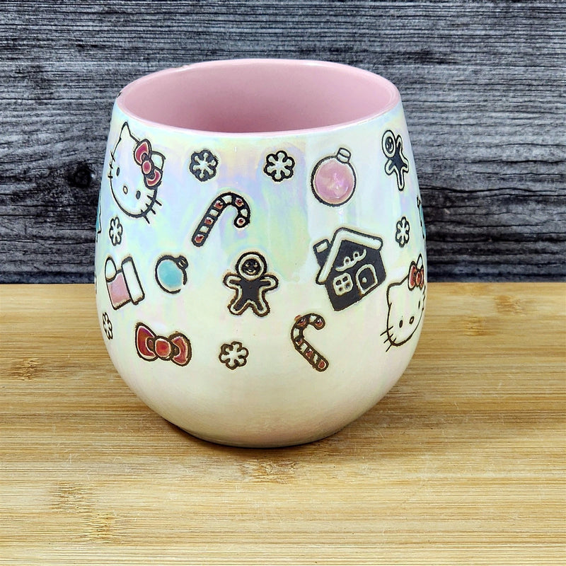 Load image into Gallery viewer, Hello Kitty Christmas Mug Pink Ceramic Holiday Coffee Tea Cup 21oz Blue Sky