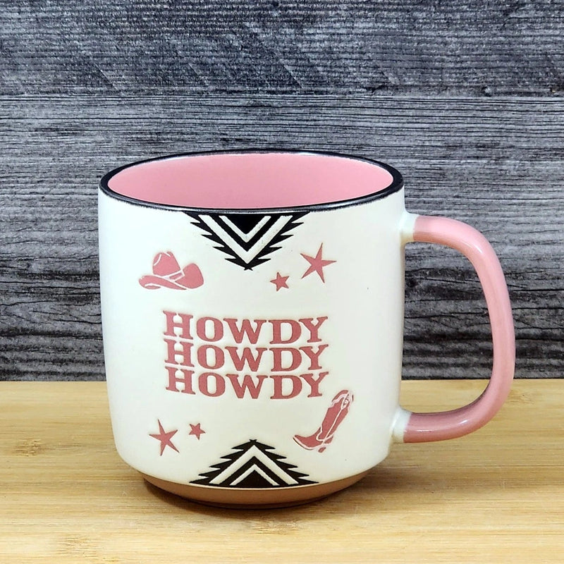 Load image into Gallery viewer, Country Western Coffee Mug Southwest Cowgirls Pink Ceramic Tea Cup Blue Sky 17oz