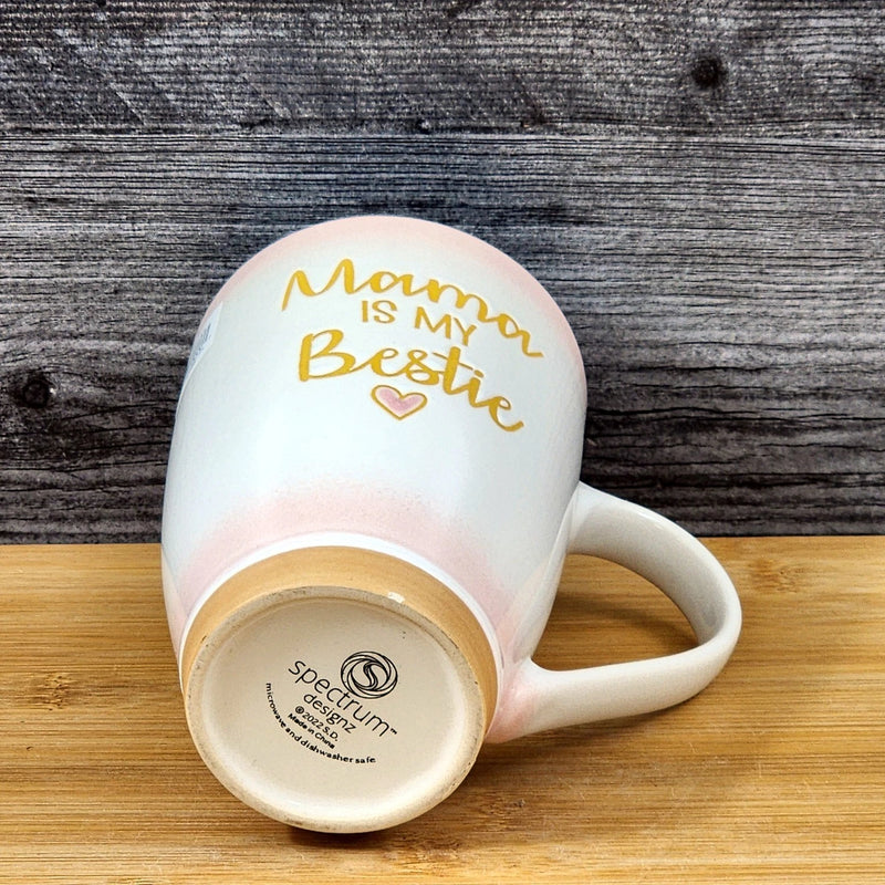 Load image into Gallery viewer, Momma is My Bestie Coffee Mug Ceramic White Pink Tea Cup Tall by Blue Sky 16oz