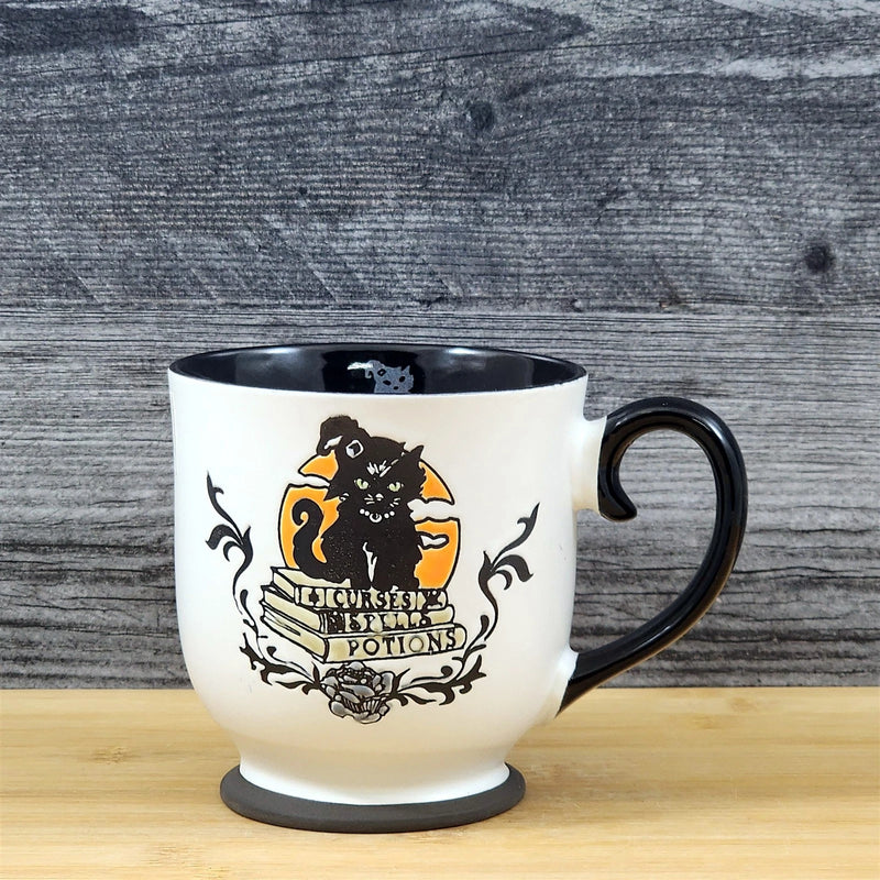 Load image into Gallery viewer, Halloween Mug Ceramic Black Cat Coffee Tea Cup Blue Sky 17oz