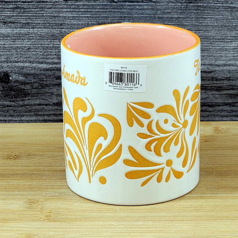 Load image into Gallery viewer, You are Loved Coffee Mug Spanish Cup Ceramic Embossed Orange 21oz by Blue Sky