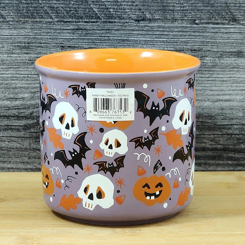 Load image into Gallery viewer, Halloween Skulls Bats Pumpkins Mug Ceramic Coffee Tea Cup Orange Blue Sky 17oz
