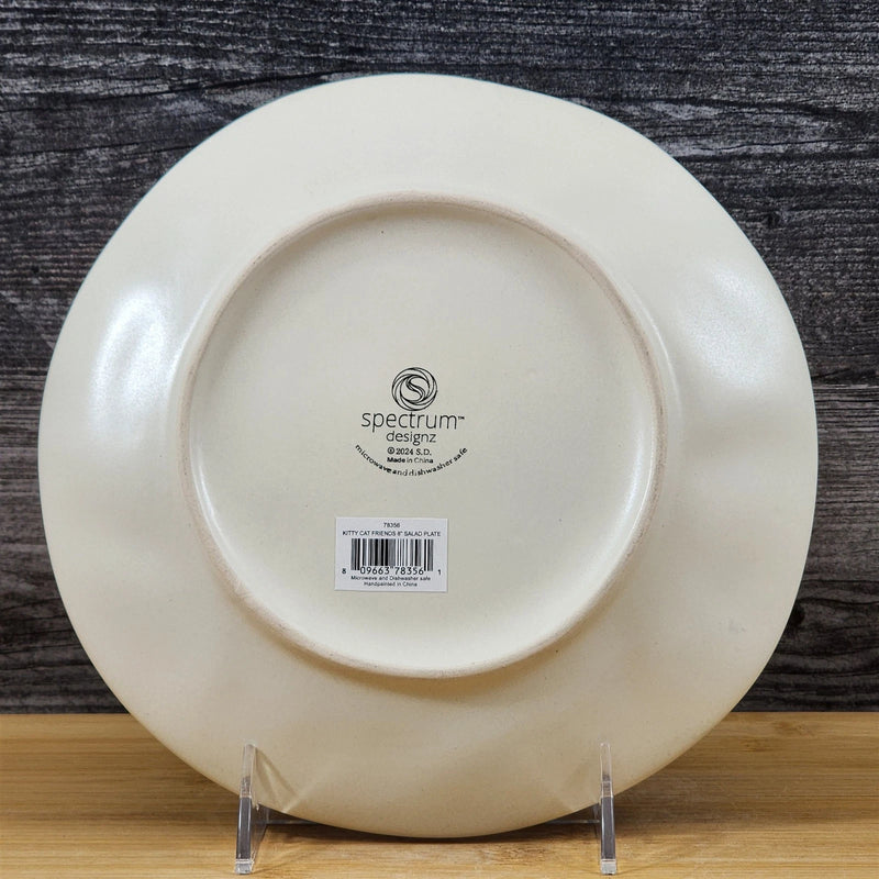 Load image into Gallery viewer, Cat Faces Salad Plate Whimsical Serving Tray Embossed Ceramic Blue Sky 8 in
