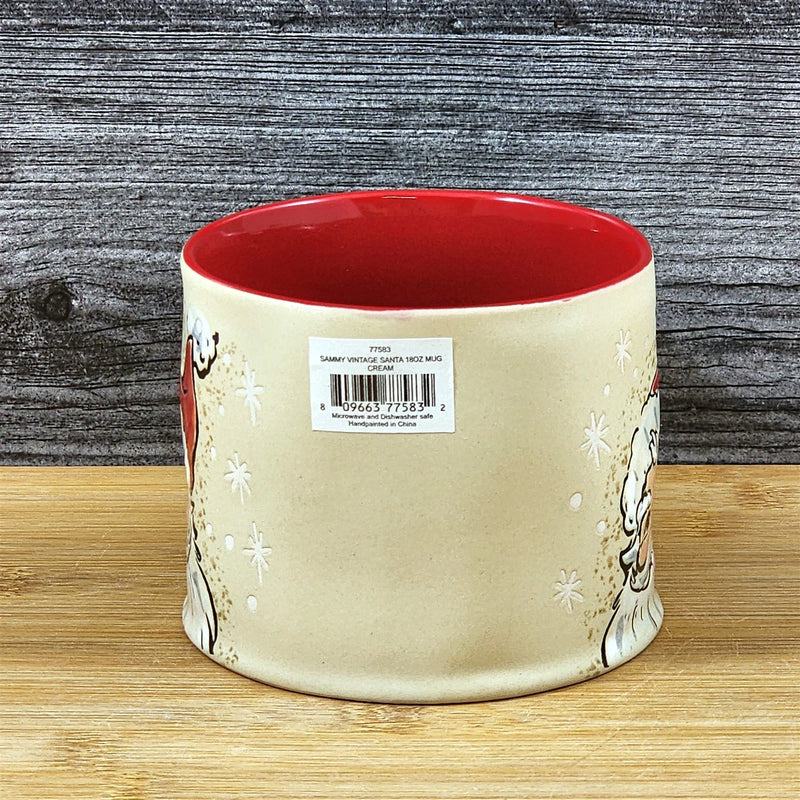 Load image into Gallery viewer, Holiday Santa Coffee Mug Embossed Christmas Cup Ceramic Red by Blue Sky 18oz