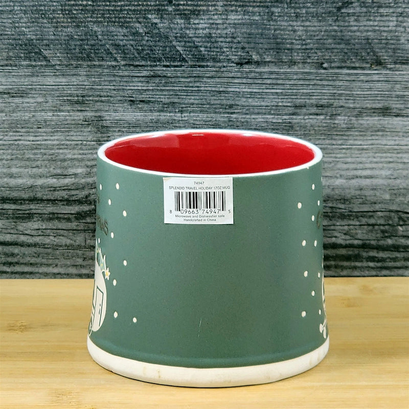 Load image into Gallery viewer, Camping Coffee Mug Christmas Holiday Red Embossed Tea Cup Ceramic Blue Sky 17oz