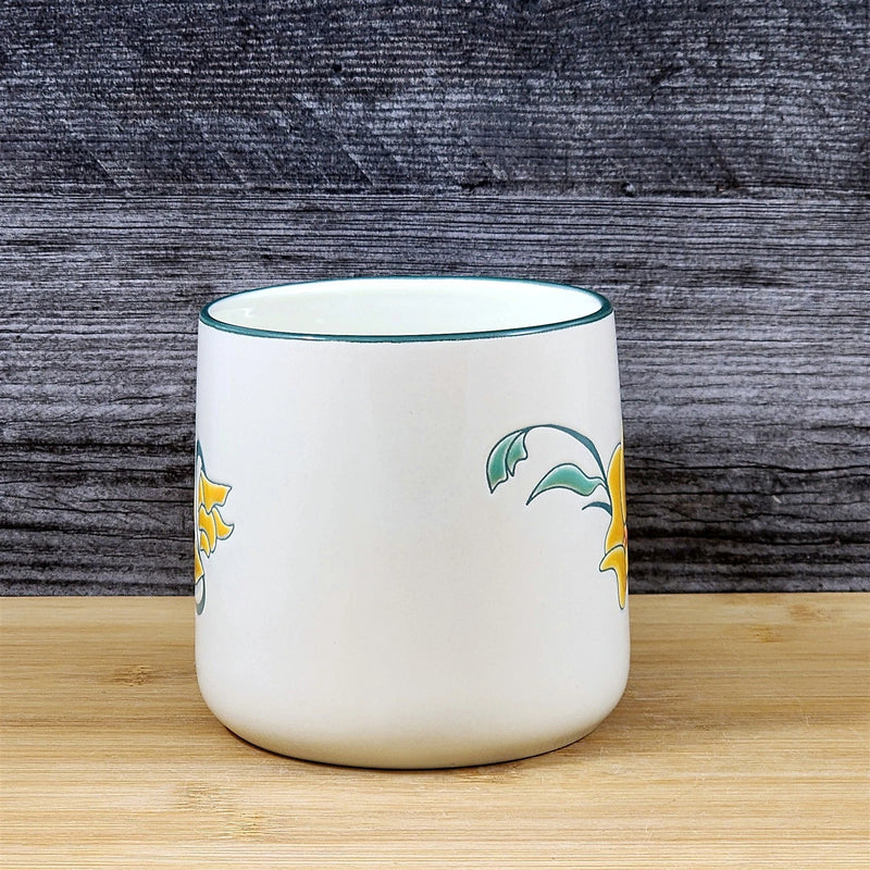 Load image into Gallery viewer, Daffodil Coffee Mug Ceramic Yellow White Floral Embossed 18 oz Tea Cup Blue Sky