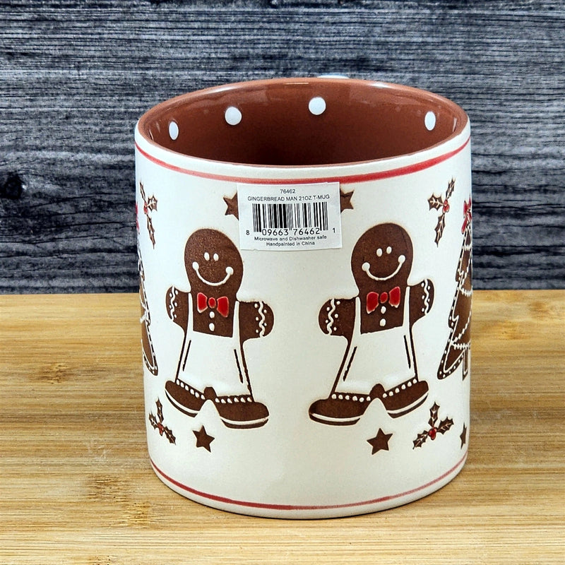 Load image into Gallery viewer, Holiday Gingerbread man Christmas Coffee Mug Ceramic Cup Brown 21oz Blue Sky