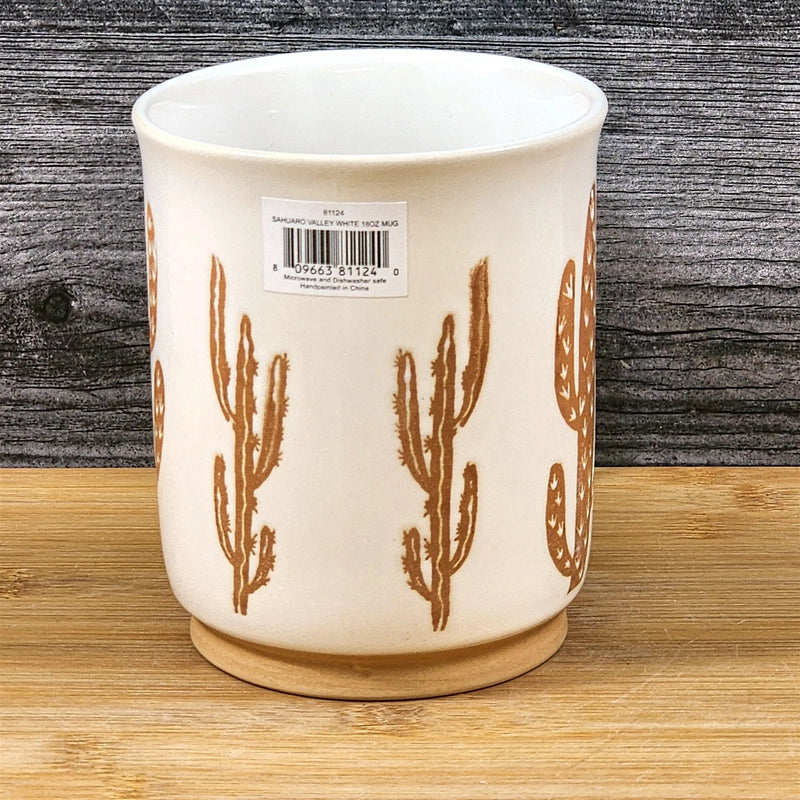 Load image into Gallery viewer, Saguaro Cactus Coffee Mug Floral Tea Cup Ceramic Embossed Blue Sky 18oz