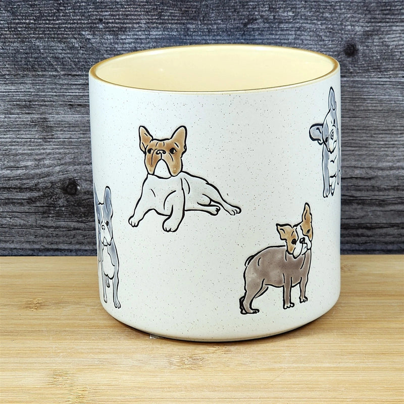 Load image into Gallery viewer, Boston Terrier Dog Planter Ceramic Utensil Organizer Herb Succulent Blue Sky 5in