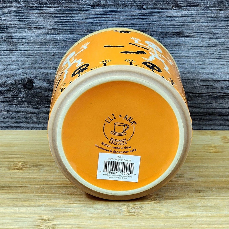 Load image into Gallery viewer, Halloween Skeletons Canister and Bamboo Lid Embossed 4" Ceramic Jar Blue Sky