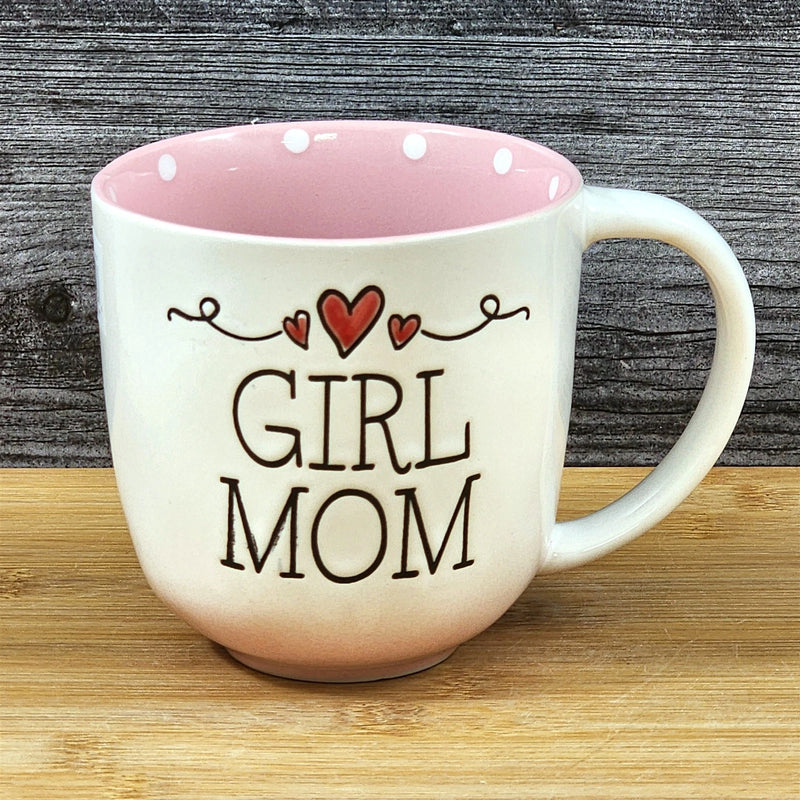 Load image into Gallery viewer, Mom Coffee Mug Ceramic Embossed Hearts Pink Tea Cup Mother by Blue Sky 18oz