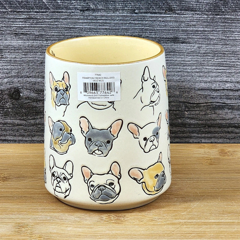 Load image into Gallery viewer, French Bulldog Coffee Mug Dog Bully Breed Tea Cup Blue Sky Ceramic Embossed 18oz