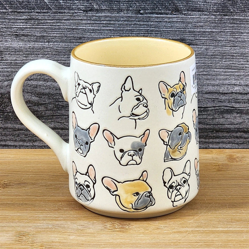 Load image into Gallery viewer, French Bulldog Coffee Mug Dog Bully Breed Tea Cup Blue Sky Ceramic Embossed 18oz