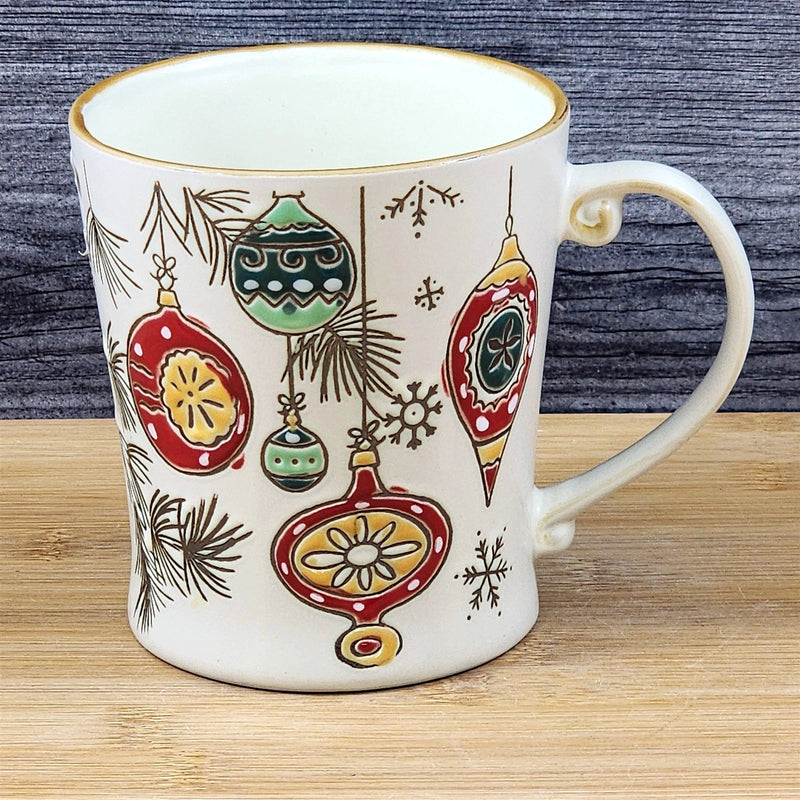 Load image into Gallery viewer, Holiday Vintage Ornaments Christmas Coffee Mug Ceramic Tea Cup Blue Sky 17oz