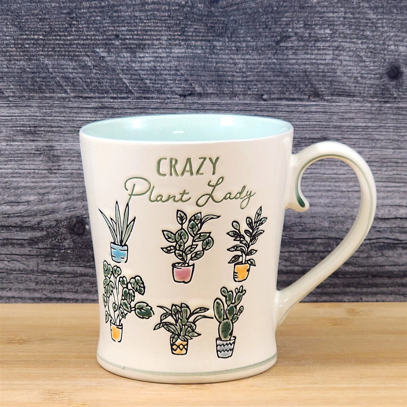Load image into Gallery viewer, Floral Crazy Plant Lady Coffee Mug Embossed Tea Cup Ceramic Blue Sky 17oz