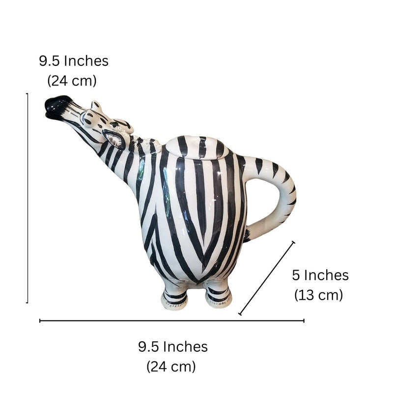 Load image into Gallery viewer, Zebra Teapot Decorative Animal Ceramic Decor Tea Pot Blue Sky Lynda Corneille