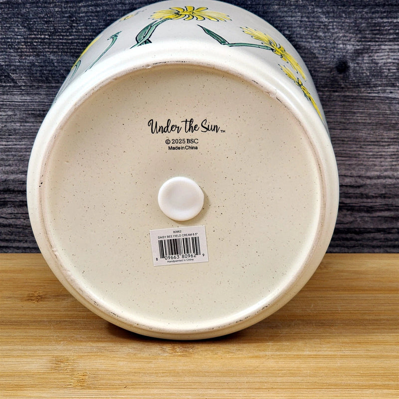 Load image into Gallery viewer, Daisy Bee Field Planter Utensil Organizer Succulent Plant Ceramic Blue Sky 6.5in