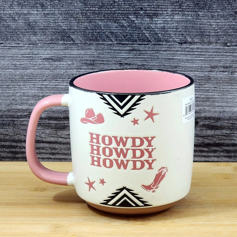 Load image into Gallery viewer, Country Western Coffee Mug Southwest Cowgirls Pink Ceramic Tea Cup Blue Sky 17oz