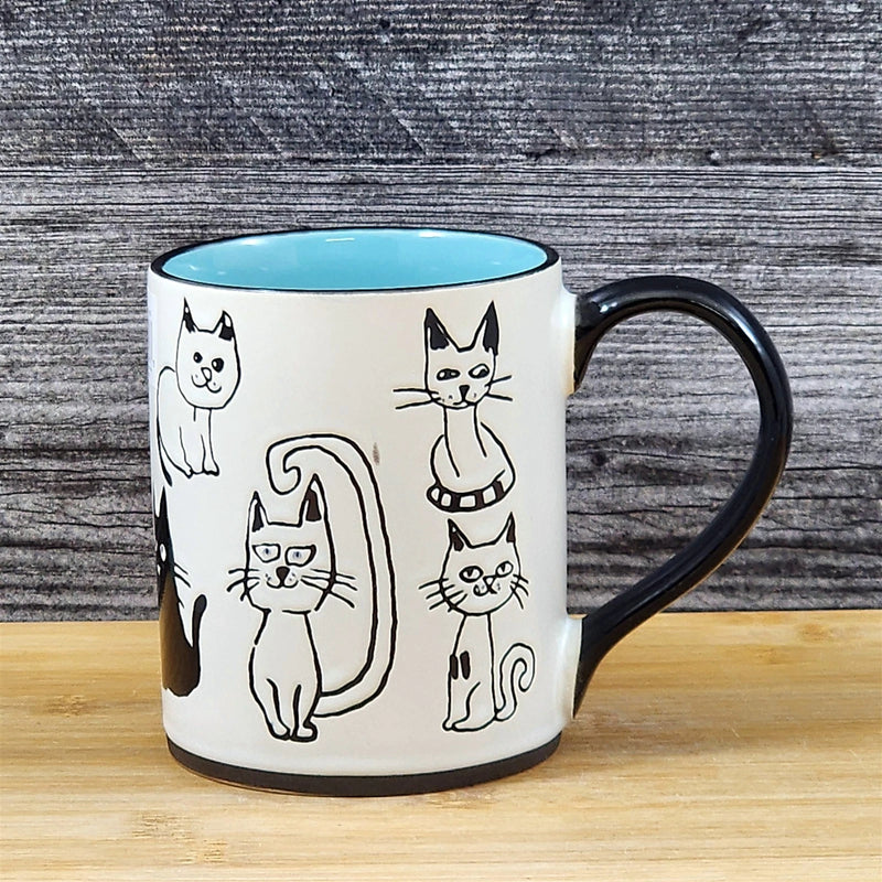 Load image into Gallery viewer, Cat Lover Coffee Mug Whimsical Ceramic Black Tea Cup by Blue Sky Embossed 16oz