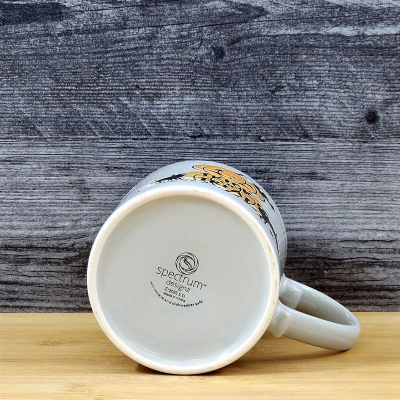 Load image into Gallery viewer, Pumpkins Halloween Coffee Mug Black Cats Ceramic Embossed Tea Cup Blue Sky 21oz