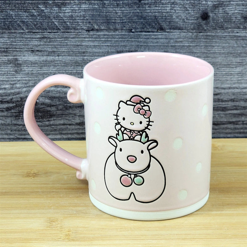 Load image into Gallery viewer, Hello Kitty Coffee Mug Ceramic Elaphure Tea Cup by Blue Sky Embossed 21oz Pink
