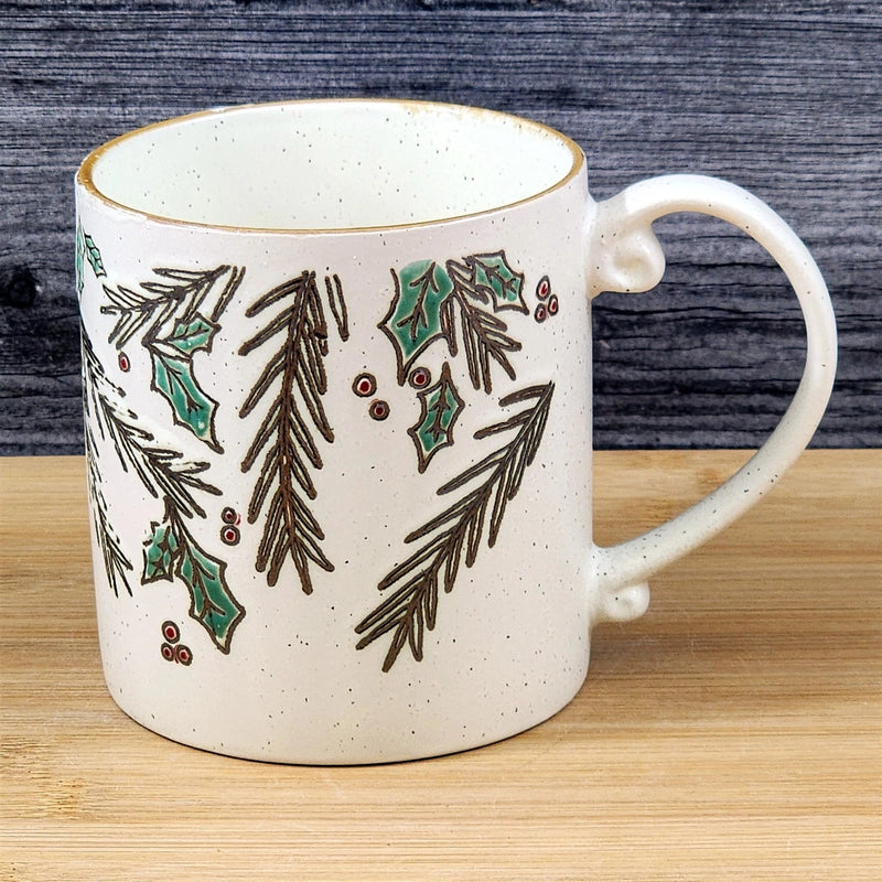 Load image into Gallery viewer, Coffee Mug Winter Holly Christmas Holiday Ceramic Tea Cup Blue Sky 16oz Embossed