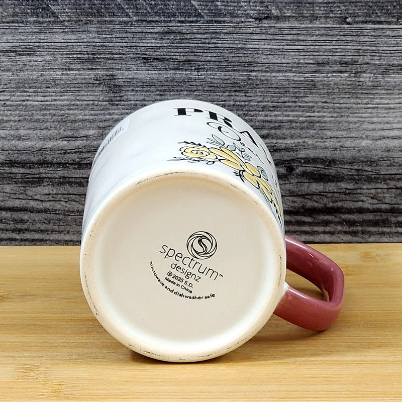 Load image into Gallery viewer, Religious Pray Coffee Mug Floral Yellow White Pink Embossed 18 oz Cup Blue Sky