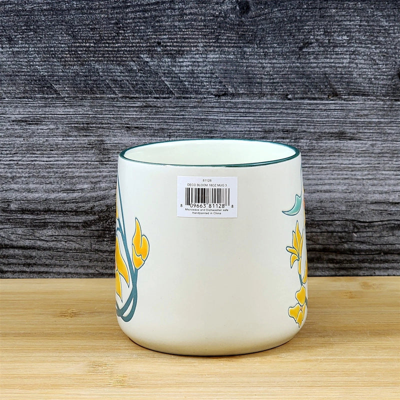 Load image into Gallery viewer, Daffodil Coffee Mug Yellow White Floral Embossed Ceramic Tea Cup Blue Sky 18 oz
