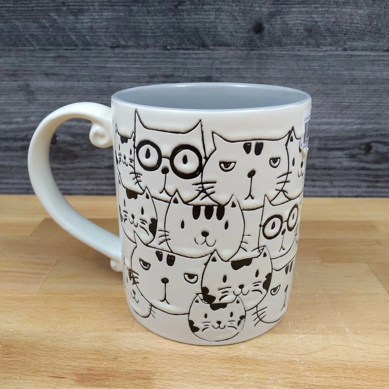 Load image into Gallery viewer, Cat Face Ceramic Coffee Mug Embossed Tea Cup 16oz (473ml) By Blue Sky