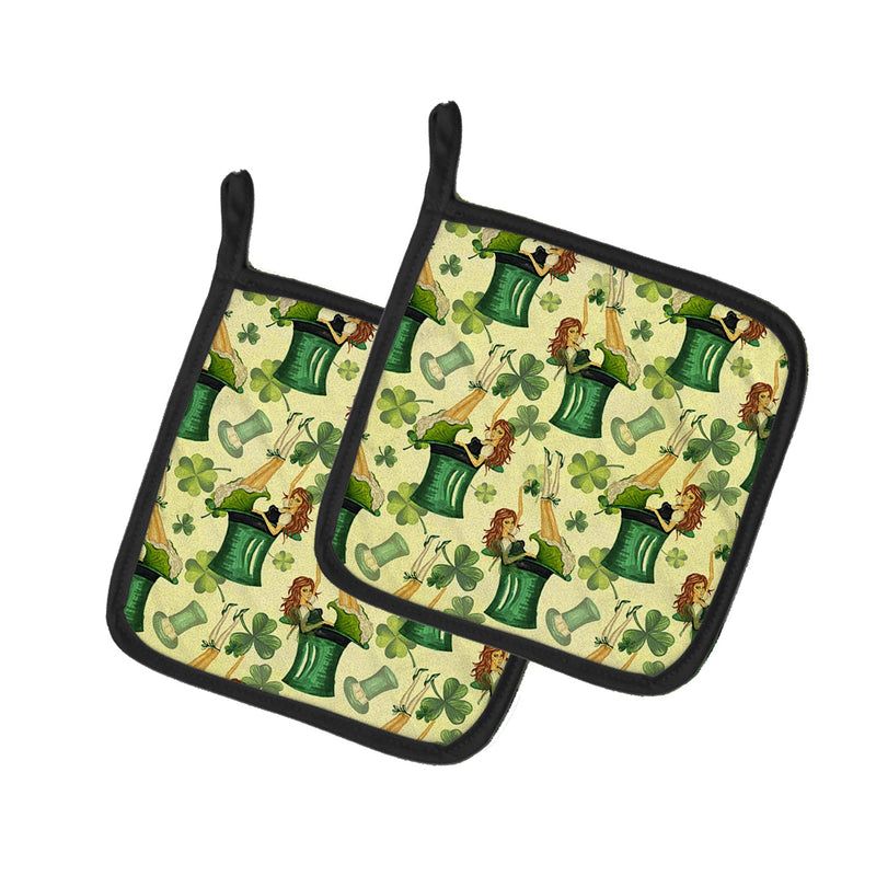 Load image into Gallery viewer, Watercolor St Patrick's Day Potholders Set