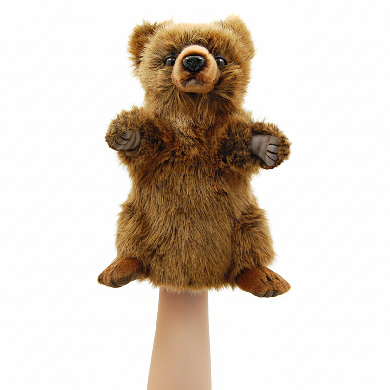Load image into Gallery viewer, Brown Bear Hand Puppet Fully Body Doll by Hansa Real Looking Plush Learning Toy