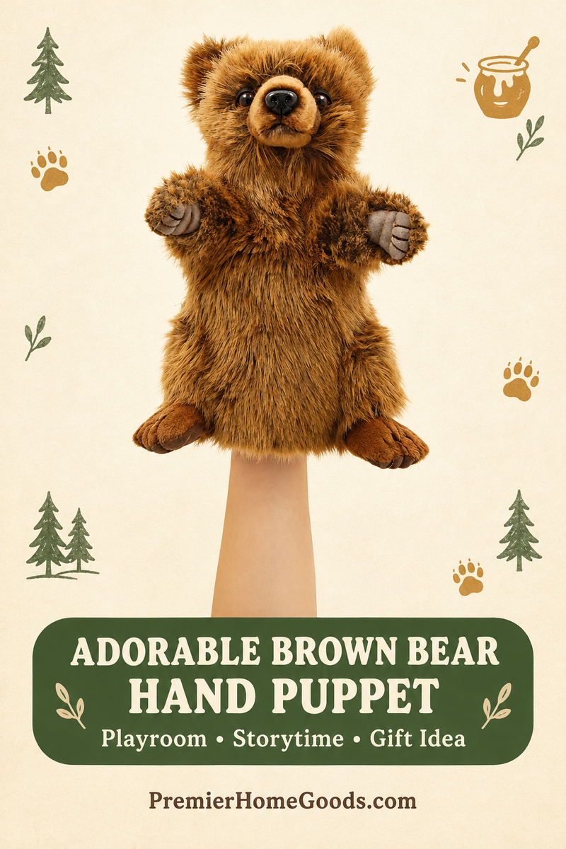 Load image into Gallery viewer, Brown Bear Hand Puppet Fully Body Doll by Hansa Real Looking Plush Learning Toy
