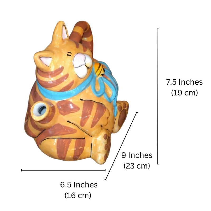 Load image into Gallery viewer, Orange Cat Teapot Animal Ceramics Decor by Blue Sky Clayworks Heather Goldminc