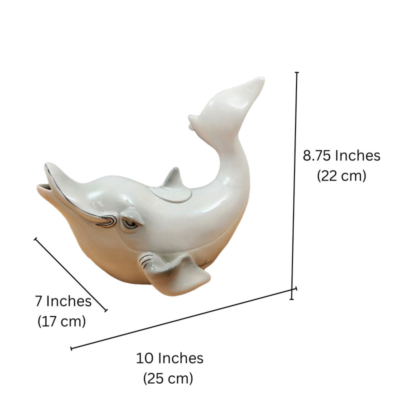 Load image into Gallery viewer, Gray Dolphin Teapot Ceramics Animal Tea Pot by Blue Sky and Lynda Corneille