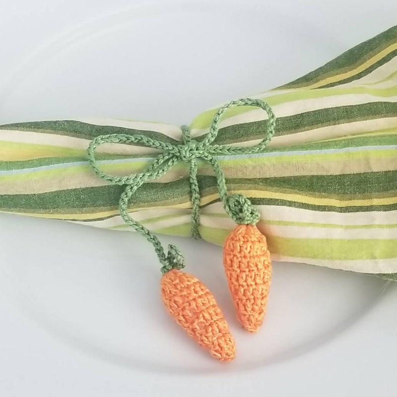 Load image into Gallery viewer, Crochet Easter Carrot Napkin Tie- set of 4