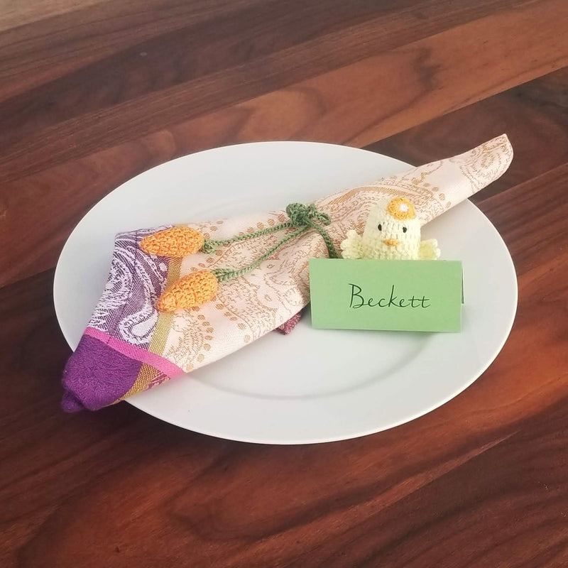 Load image into Gallery viewer, Crochet Easter Carrot Napkin Tie- set of 4
