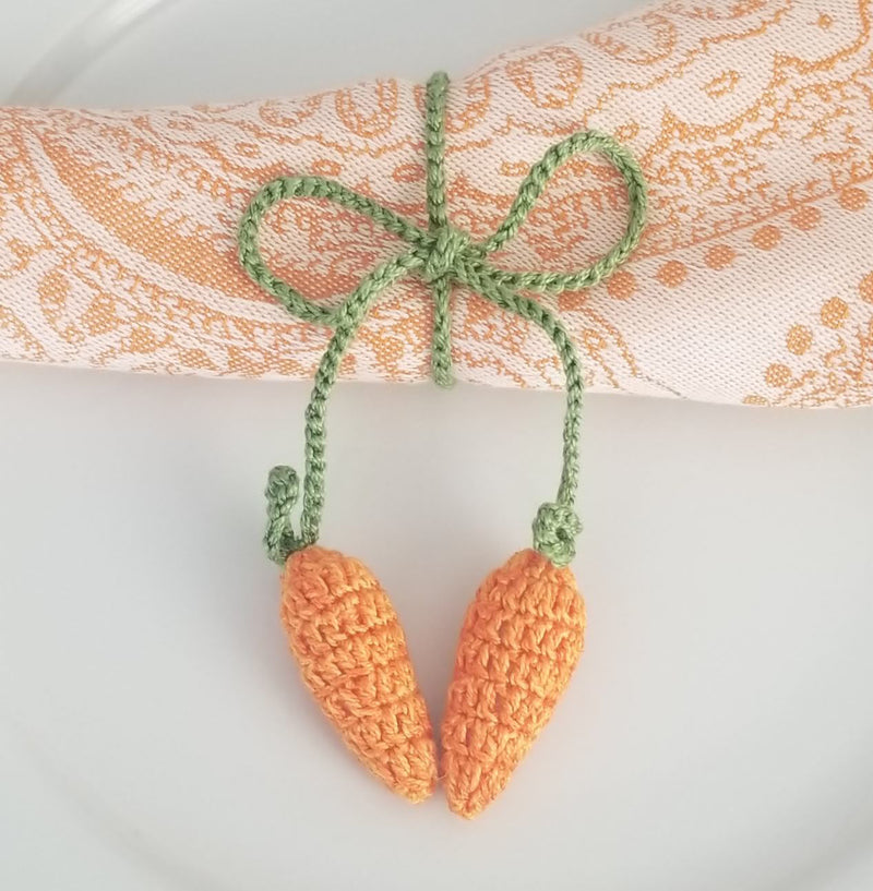 Load image into Gallery viewer, Crochet Easter Carrot Napkin Tie- set of 4