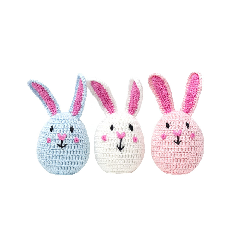 Load image into Gallery viewer, Easter Bunny Crochet Cotton Toy in White, Pink or Blue Handmade in Armenia