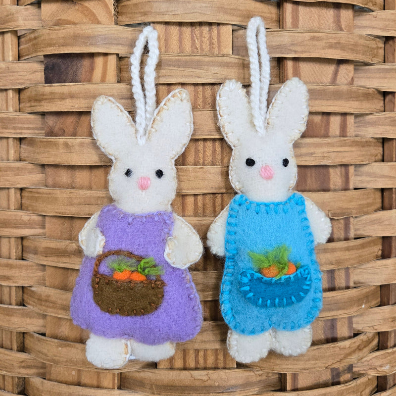 Load image into Gallery viewer, Easter Bunny Spring Colorful Ornaments Decor- Set of 2 Handmade Knitted in Peru