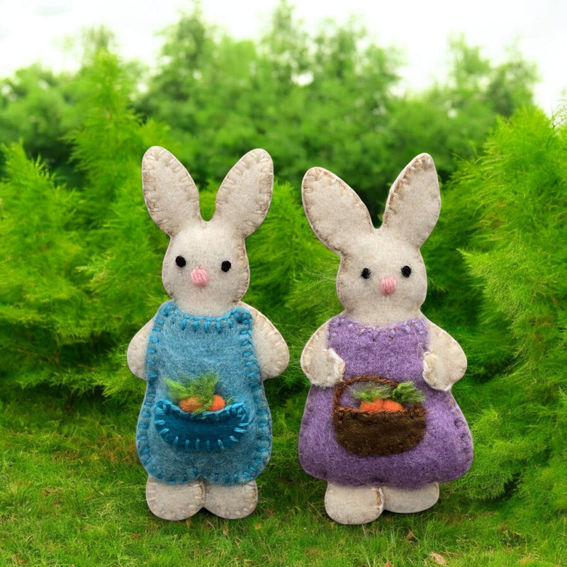 Load image into Gallery viewer, Easter Bunny Spring Colorful Ornaments Decor- Set of 2 Handmade Knitted in Peru